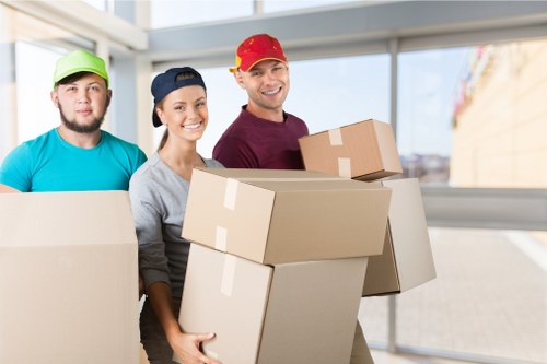 Packed boxes and furniture ready for local removals