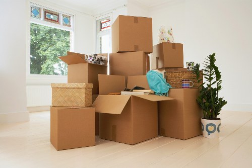 Prepared boxes and labelled items ready for a house move in Eastsheen
